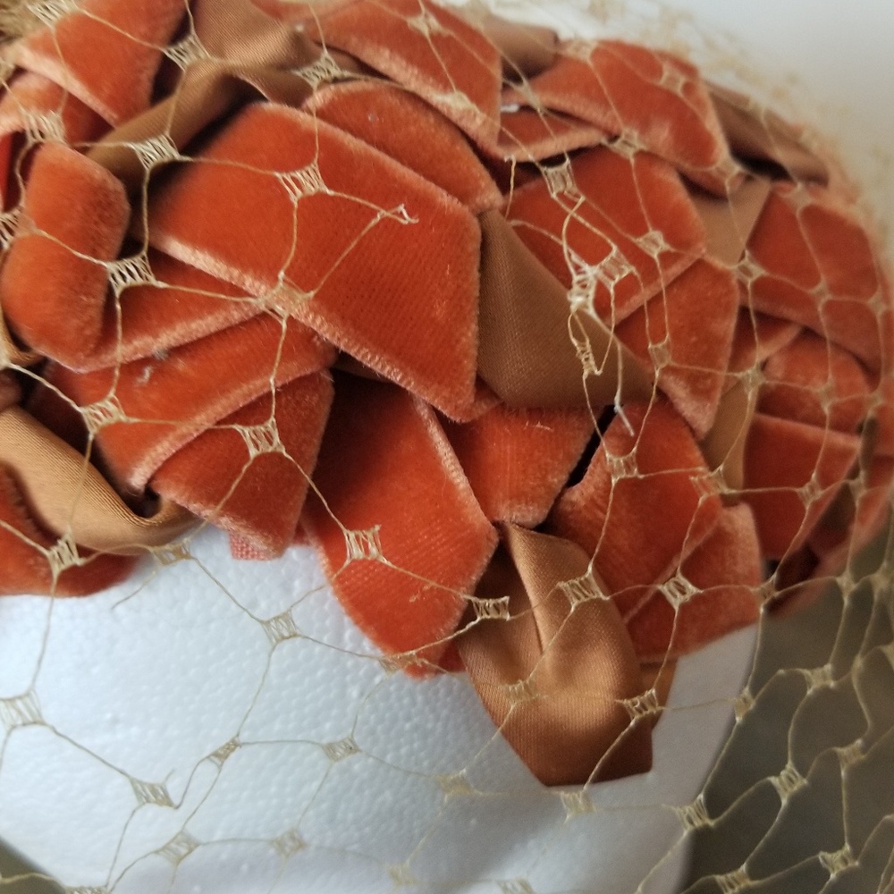 U.S.A. Union Made Orange Vintage Hat with Netting - Picture 6 of 8